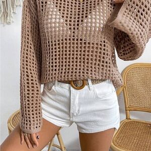 Beige Crochet Sweater